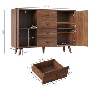 Diamond Carved MDF Sideboard with Hand-Carved Diamond Pattern Panel, Adjustable Shelves with Large Storage Space, Anti-Tip Kit - 1 of 4