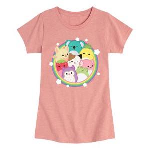 Girls' - Squishmallows - Rainbow Circle Group Fitted Short Sleeve Graphic T-Shirt - 1 of 4
