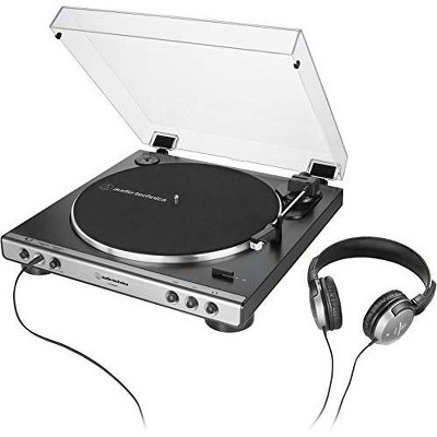 Audio-Technica AT-LP60XHP Fully Automatic Belt-Drive Turntable, Gunmetal/Black, Hi-Fidelity, Plays 33 -1/3 and 45 RPM Records with ATH-250AV Headphones, 40 mm Drivers, Lightweight & Comfortable