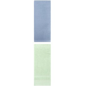 REGALWOVEN Solid Stripe Pattern Bathroom Face Hand Towels 14" x 30"/13" x 30" 2 Pcs - 1 of 4
