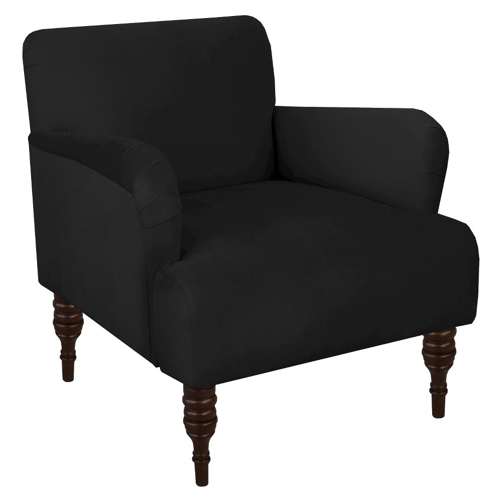 Skyline Furniture Accent Chair Velvet Black: Upholstered, Wood Legs, No Assembly Required