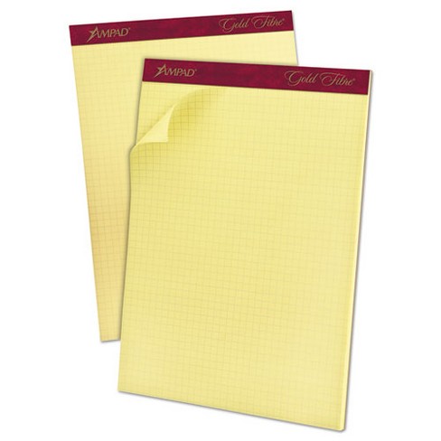 Ampad Gold Fibre Canary Quadrille Pads, Stapled with Perforated Sheets, Quadrille Rule (4 sq/in), 50 Canary 8.5 x 11.75 Sheets - image 1 of 3