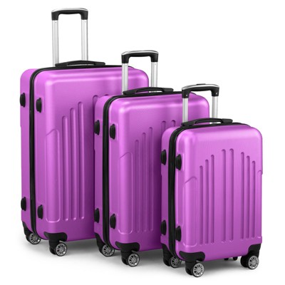 Karl Home Luggage Set of 3, ABS PC Hardside Suitcase Sets with TSA Lock 4 Spinner Wheels Purple