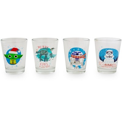 Silver Buffalo Star Wars Holiday Boba Fett 2.5-Ounce Mini Shot Glasses |  Set of 4