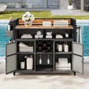 ORRD 52.8'' Wicker Outdoor Grill Cart with Wood-Look Tabletop and Storage, Rolling Kitchen Island, Grey - 2 of 4