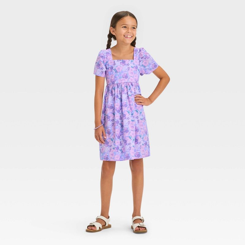 Girls&#39; Minnie Mouse Cotton Puff Sleeve Dress - Lavender, 3 of 4
