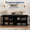GustoWave Modern Accent Kitchen Sideboard Buffet Cabinet with 4 Glass Doors, Black - 3 of 4