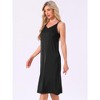 INSPIRE CHIC Women's Sleepdress Satin Sleeveless Double Spaghetti Strap Criss Cross Back V Neck Midi Lounge Nightgown - 4 of 4