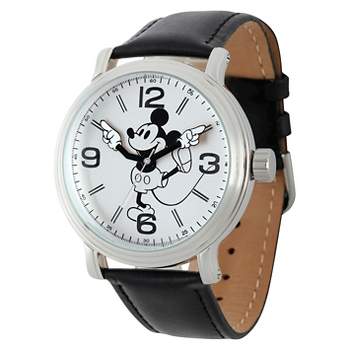 Men's Disney Mickey Mouse Shinny Black & White Vintage Articulating Watch with Alloy Case - Black