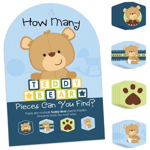 Big Dot of Happiness Baby Boy Teddy Bear - Baby Shower Scavenger Hunt - 1 Stand and 48 Game Pieces - Hide and Find Game - 1 of 4