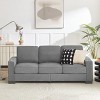 KWPZQEB 83.86" Snowfleece Fabric Sofa, 3 Seater Sofa with Cup Holders, Modern Deep Seat Sofa with Upholstered & Wide Armrests for Living Room, Gray - 2 of 4