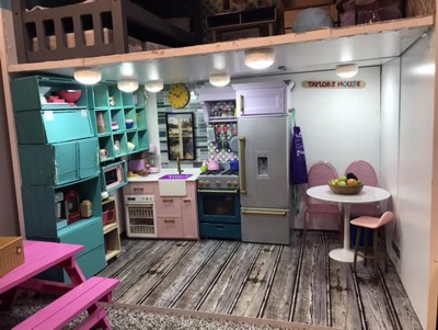 Fantastic doll Kitchen Full Set - Kitchen Island / Fridge with