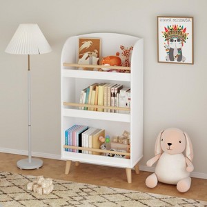 ORRD 3-Tier Kids Bookshelf, White Bookcase & Toy Organizer for Toddlers, Reading Corner Display Shelf for Playroom & Nursery - 1 of 4