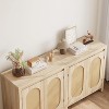 Jojoka Natural Wood Coffee Bar Cupboard Console Table with Doors and Shelves - 3 of 4