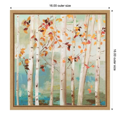 Autumn Birch Trees Canvas Print with Maple Frame