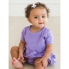 RuffleButts Baby Girls Knit Short Sleeve Bow Bubble Romper - 3 of 4