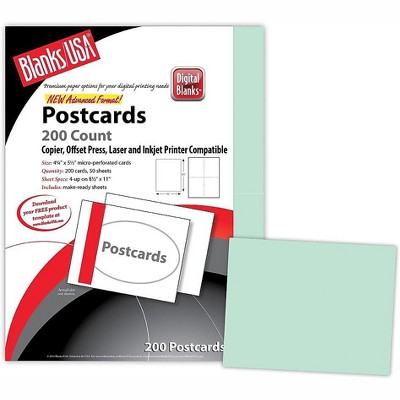 Blanks/USA Index Digital Postcard 5 1/2 x 4 1/4 Green 50/Pack PC302X94GR