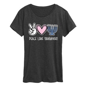 Women's - Instant Message - Peace Love Hanukkah Short Sleeve Graphic T-Shirt - 1 of 4