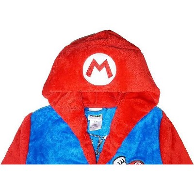 Kids' Flame Resistant Red and Blue Microfiber Hooded Robe