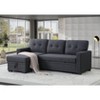 TiramisuBest Dark Gray Elegant Storage Sofa with Pull-Out Chaise, Twin Sleeper, Removable Cushions, Living Room Furniture - 2 of 4