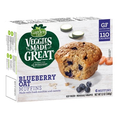 Garden Lites Gluten Free Veggies Made Great Frozen Blueberry Oat Muffins - 12oz/6ct