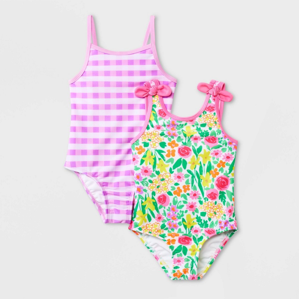 Photos - Swimwear Toddler Girls' 2pk One Piece Swimsuit - Cat & Jack™ 4T: Multicolor Floral