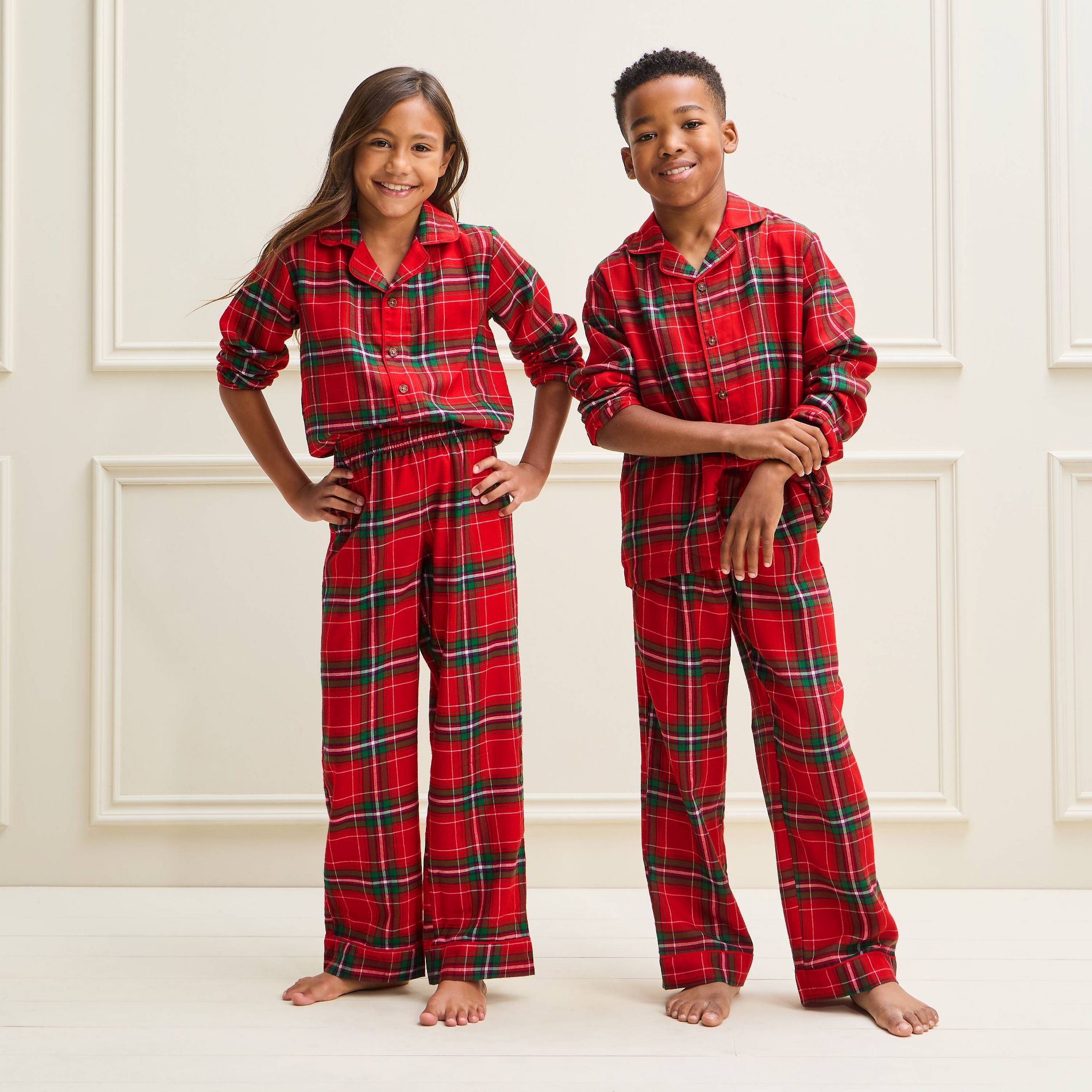 Kids' Holiday Plaid Flannel Matching Family Pajama Set - Wondershop™ Red/Green