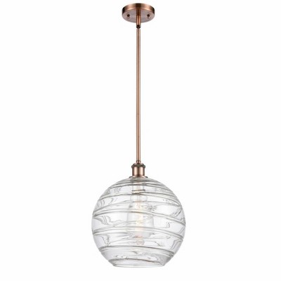 Athens Deco Swirl - 1 Light Stem Hung Mini Pendant In Industrial Style-15 Inches Tall and 12 Inches Wide
