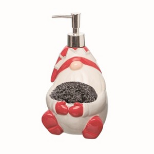 Transpac Ceramic White Christmas Gnome Soap Dispenser and Sponge Holder - 1 of 2
