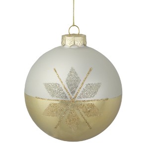 Northlight Glittered Snowflake Glass Christmas Ball Ornament - 4" - Gold - 1 of 4