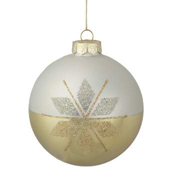 Northlight 4" Gold and Silver Snowflake Glass Ball Christmas Ornament