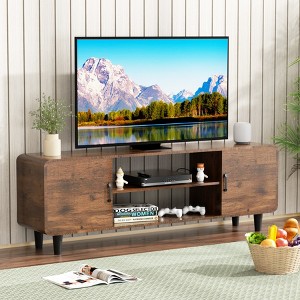 VYNXARIA TV Stand for 55 Inch TV, Entertainment Center with Storage Cabinets, Soft Hinge Door with Handle,Rustic Brown - 1 of 4