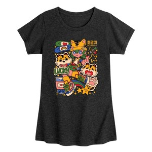 Girls' - Instant Message - Kpop Streetwear Girl Fitted Short Sleeve Graphic T-Shirt - 1 of 4
