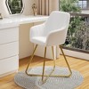 VECELO Modern PU Leather Accent Chair, Vanity Makeup Chair with Gold Metal Frame, Upholstered Armchair for Living Room or Bedroom, White - 4 of 4