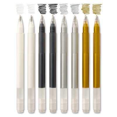 KINGART Gel Pens – Black, White, Gold & Silver - 8 Count
