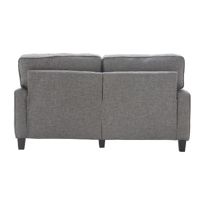 Gray Microfiber Track Arm Loveseat with Removable Cushions