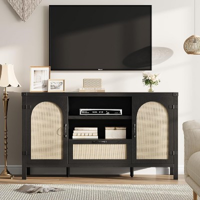 coucheta 59" Buffet Cabinet with Storage, Large Rattan Storage Sideboards with Drawers, Farmhouse Coffee Table for Living Room, Kitchen, Entryway