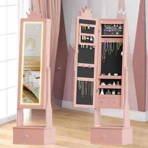 46" Kids Jewelry Cabinet with Full-Length Mirror, Storage Drawers and Jewelry Armoire for Kids Bithday - 1 of 4
