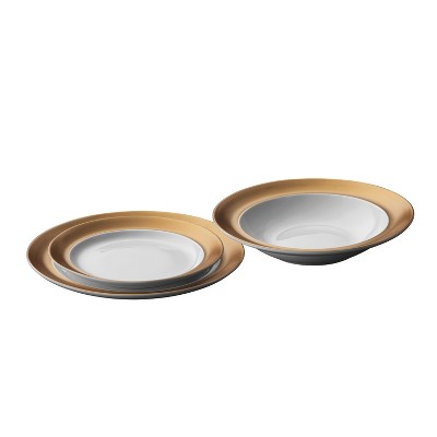 White and Gold Porcelain 6-Piece Dinnerware Set