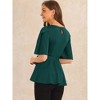 Allegra K Women's Split Half Sleeve Crew Neck Belted Casual Peplum Blouses - 3 of 4