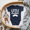 The Juniper Shop Little Man Mustache Baby Short Sleeve Bodysuit - NB - Navy - 3 of 4