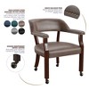 Traditional Microfiber Arm Chair with Casters, Nailhead Trim and Pedestal Base for Living Room - 2 of 4
