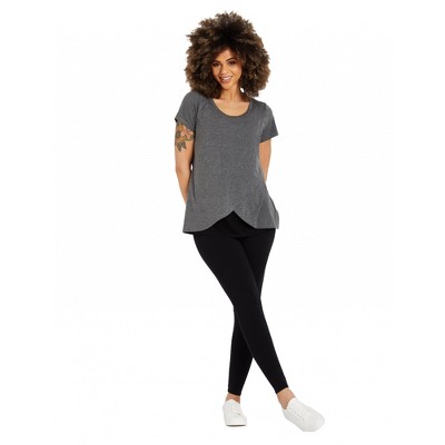 Image of Pull Over Open Front Nursing Tee - Grey, M | Motherhood Maternity