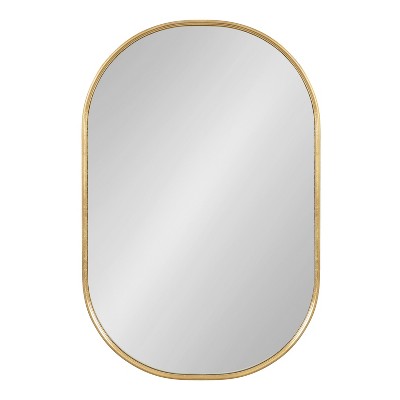 Gold Oval Glass Wall Mirror with Thin Frame, 34" x 22"