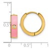 Chisel Stainless Steel Polished Yellow IP-plated with Pink Enamel and Cubic Zirconia 5mm Hinged Hoop Earrings - 4 of 4