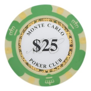 Slickblue 25-Pack Monte Carlo 14g Poker Chips, Clay Composite, Holo Inlay, Casino Style Set, Multi-Color, $1-$10,000 - 1 of 3