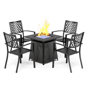 Captiva Designs 5pc Outdoor Patio Dining Set with Square Steel Table & Metal Armrest Chairs - 1 of 4