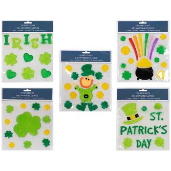 Northlight Set of 5 Double Sided St. Patrick's Day Gel Window Clings