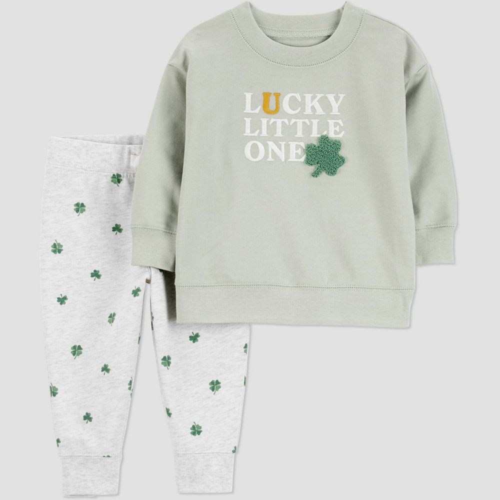 Carter's Just One You® Baby 2pc St. Patrick's Day Lucky Little One Sweatshirt and Jogger Pants Set - Green Newborn