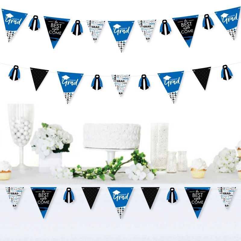 Big Dot of Happiness 30 Piece Blue Graduation Party Pennant Triangle Banner, 3 of 10